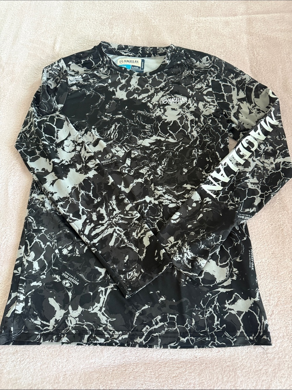 Magellan Outdoors Black and Grey Marbled Fishing Shirt Boys L (14/16) - Picture 1 of 2